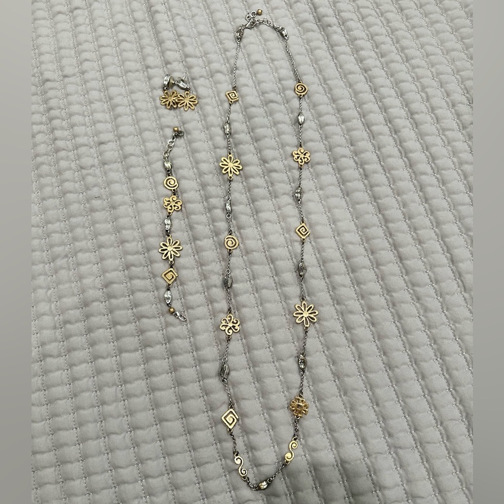 Brighton gold and silver necklace, bracelet, and earrings set